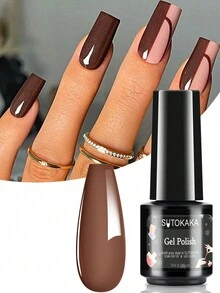 1包咖啡棕色凝膠指甲油,uv/led浸泡凝膠,快速幹燥持久指甲油,適用於家庭diy美甲沙龍女士指甲藝術用品 - 棕色 - 查看 1