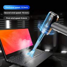 壓縮空氣除塵器,50,000 Prm 電動罐裝空氣罐套件,用於汽車筆記型電腦鍵盤的無線充電式鼓風機,便攜式替代壓縮空氣罐 - 黑色 - 查看 9