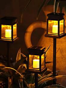 4/2/1入組太陽能led蠟燭燈,掛蠟燭燈戶外花園防水燈籠,自動開/關太陽能景觀燈,閃爍無火蠟燭太陽能燈戶外步道、路徑、花園、庭院、生日派對路徑裝飾燈 - 黑色 - 查看 8