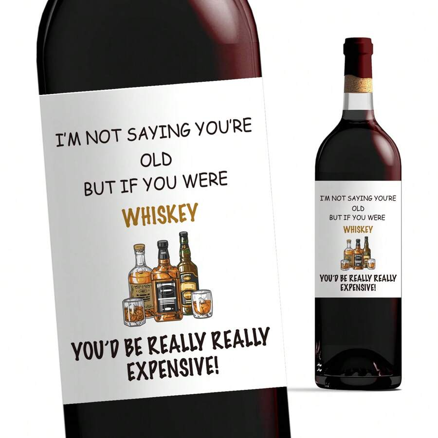 2片有趣的酒瓶貼紙,酒瓶標籤,一份有趣的威士忌主題生日禮物 - 給50、60、70、80或90歲的父親,朋友,男朋友或丈夫最為適合！