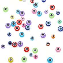 50 cái 6/8mm Bằng phẳng Tròn Nhựa Hạt Với Đầy màu sắc Mắt ác Thiết kế Để làm đồ trang sức DIY - 6 mm/50 cái - Xem 7