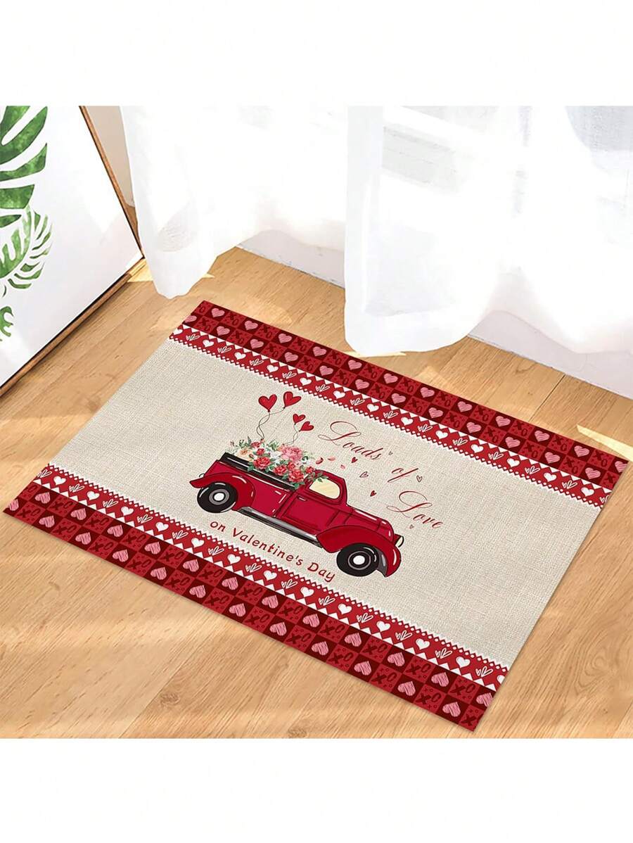 1片現代簡約風格浪漫心形設計防滑吸水區域地毯,適用於客廳、臥室和書房裝飾 - 彩色 - 查看 1