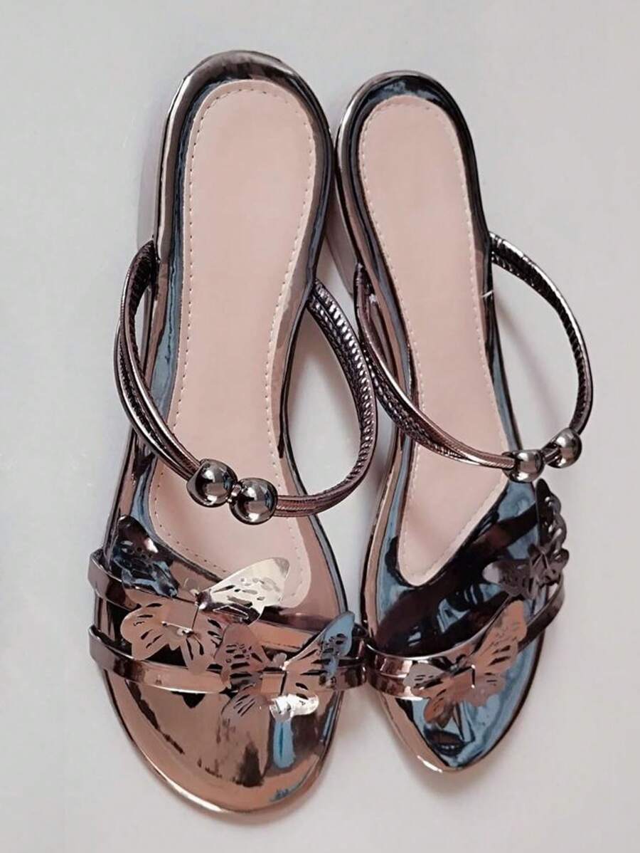 Women Flat Sandals - 灰色 - 查看 1