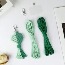 DIY Handmade Weave Heart-Shaped Keychain Color Block Set, Suitable For Novice Weave Learning With Weaving Tutorial Manual, Macrame Keychain Set Craft Set, Best Gift For Valentine's Day - Love Keychain Hand-knitted Set (green Non-finished Product) - View 1