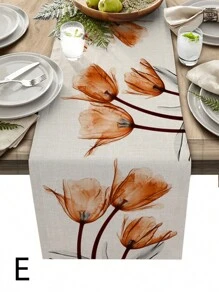 春季鬱金香花卉印花餐墊、桌巾、亞麻桌旗,適合餐廳、客廳、電視櫃和辦公室 - 彩色 - 查看 8