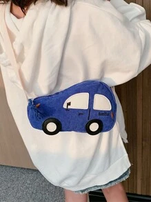 Cute Cartoon Car Shaped Shoulder Bag For Children, Can Be Used As Coin Purse, Shoulder Bag, Ideal For Kids, Stylish And Cool Design - Blue - View 4