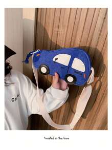 Cute Cartoon Car Shaped Shoulder Bag For Children, Can Be Used As Coin Purse, Shoulder Bag, Ideal For Kids, Stylish And Cool Design - Blue - View 6