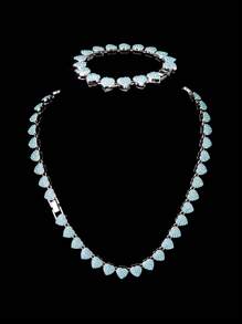 2 件套冰心 Y2K 彩色水钻项链和手链男士嘻哈时尚珠宝礼物嘻哈朋克爱好者珠宝链环手链套装 - Jewelry set - 查看 16