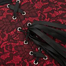 1件女士短款無肩帶收腹內衣 - 酒紅色 - 查看 5