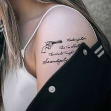 30張暫時性紋身貼,黑色愛情文字句子系列圖案,防水長效,可持續貼紮2-6天,適用於男女 - 彩色 - 查看 3