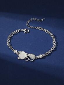 清新简约卡通猫眼石猫眼石手链女生生日节日饰品礼物 - 銀色 - 查看 2