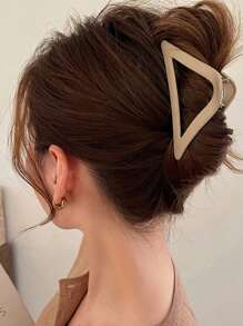 3/1 件女士三角形纯色简约大号轻质塑料发夹，时尚高端发饰，适合日常外出、聚会、派对、发型设计、沐浴、化妆、服装搭配发夹发夹发夹发夹接发夹，学校用品，大学 - 款式 - 查看 4