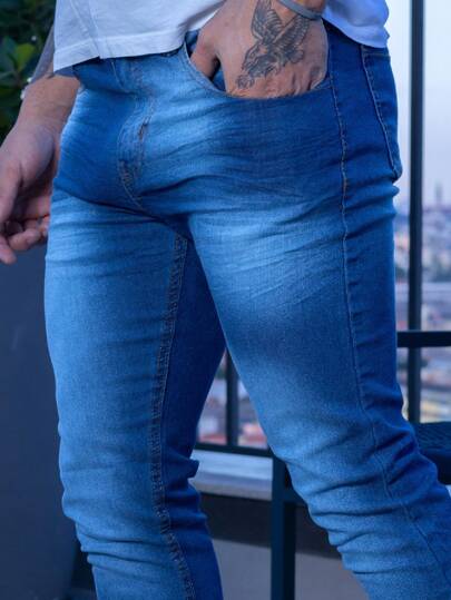 Shein Calça Jeans Masculina Skinny c/ Lycra e Elastano Envio em 1h