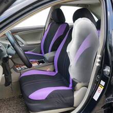 9件套汽车座椅套，灰色涤纶面料，兼容安全气囊，通用型，女士汽车配件，新款设计 - 灰色 - 查看 6