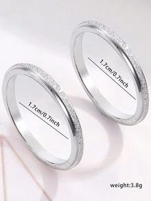 Nooxian 2入組極簡不鏽鋼平面帶狀戒指 - 銀色 - 查看 4