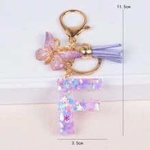 Breloc cu literă inițială Boho, drăguț fulg de zăpadă, paiete de dragoste, alfabet, breloc, fluture, pandantiv, inel, poșetă, rucsac, charm, husă pentru căști, accesorii, femei, fete, cadou pentru cupluri de Ziua Îndrăgostiților. Accesorii auto pentru geantă, charm, rucsac pentru școală, Goth Y2K.