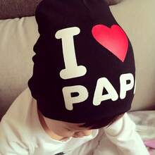 嬰兒帽子針織帽春冬秋冬新生兒帽幼兒童喜愛媽媽爸爸可愛服裝適用於女男童 - 黑色 - 查看 2