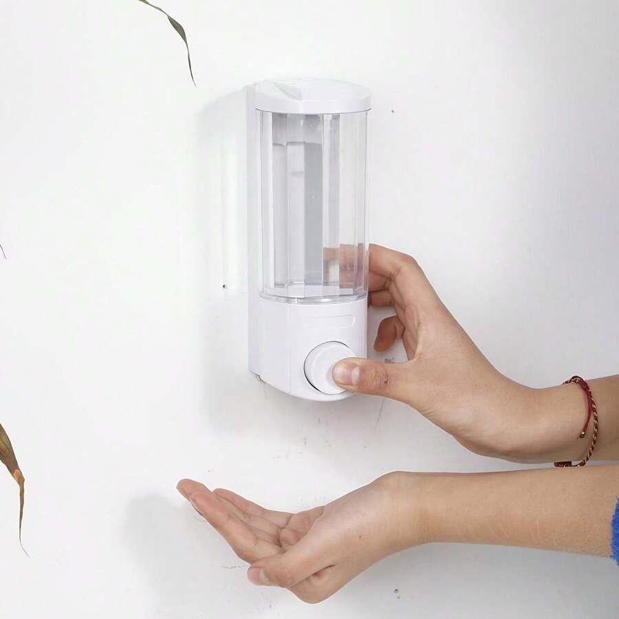 1pc Wall-Mounted Modern And Simple Shower Gel Shampoo Soap Dispenser - White - View 1