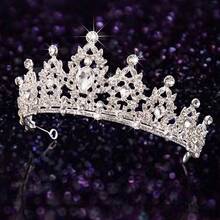 Crown Design High-End Rhinestone Decor Hair Accessories For Children's Birthday Photoshoot, Princess Themed Headband - Silver - View 4