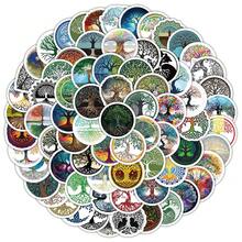 100入組卡通豐富多彩的生命之樹貼紙,林克斯風格時尚材料圖案貼紙適用於玻璃、馬克杯、筆記本、手機殼、行李箱、冰箱、電腦、日記、桌面、塗鴉、diy、自粘、防水 - 彩色 - 查看 11