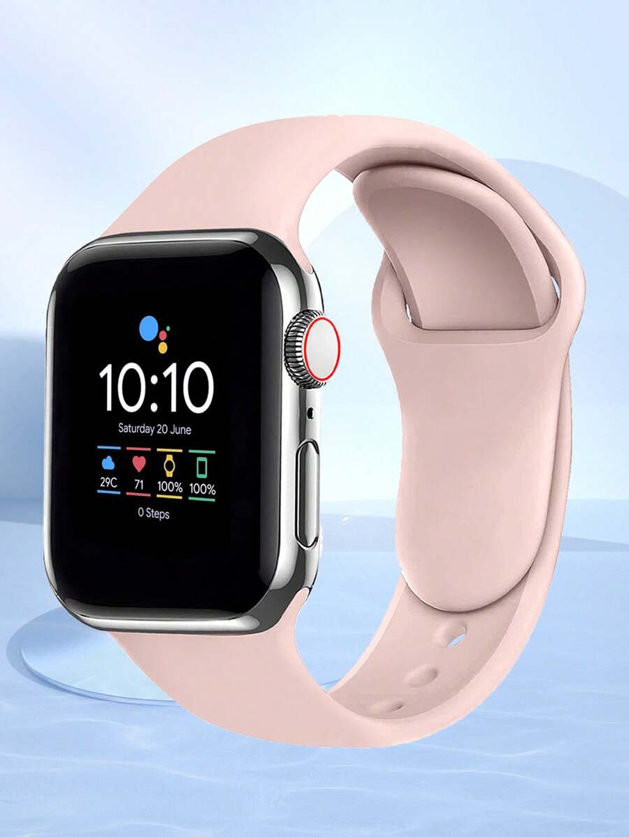 1入組粉色矽膠運動智能手錶帶,適用於Apple Watch帶38mm40mm41mm42mm44MM45mm49mm,適用於系列Ultra/SE/8/7/6/5/4/3/2/1,中性 - 粉色 - 查看 1