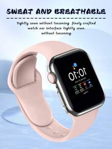 1入組粉色矽膠運動智能手錶帶,適用於Apple Watch帶38mm40mm41mm42mm44MM45mm49mm,適用於系列Ultra/SE/8/7/6/5/4/3/2/1,中性 - 粉色 - 查看 3