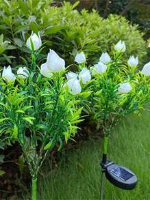 戶外太陽能燈,帶美麗花朵的太陽能花園燈,帶 Led 燈的人造花,不枯萎的花,防水 Led 花燈-更大的太陽能板,用於戶外庭院花園裝飾、春季新年裝飾、情人節周年紀念婚禮裝飾 - 綠色 - 查看 6