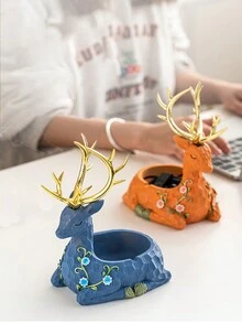 北歐 Ins 招財鹿裝飾收納擺件,家用防摔耐用輕奢裝飾擺件,臥室床頭櫃首飾收納,送給親朋好友的完美禮物 - 藍色 - 查看 4