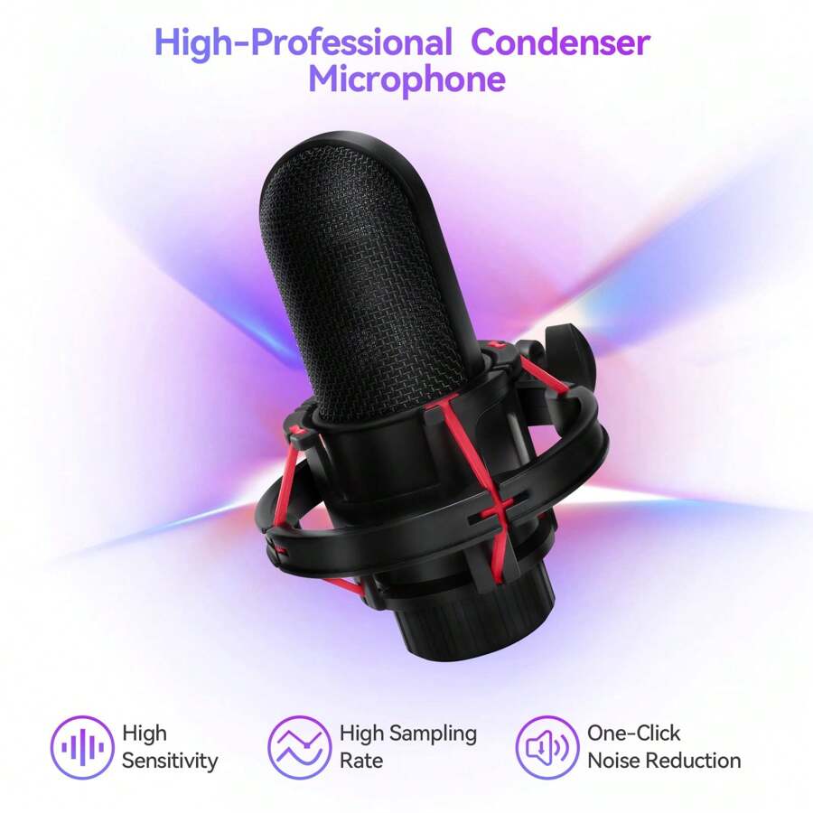 Asmuse Condenser Microphone Bundle Live Sound Card Set K20, Adjustable