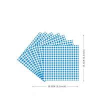 96pcs Blue Checkered Party Tableware Set Disposable Blue Checked Birthday Party Napkins, Plates, Cups, Fresh Tableware Supplies - Blue - View 10