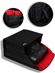 1pc Portable Canvas Camera Bag For Mirrorless/Small Dslr Camera Protection Storage, 18cmx13.5cm - Black - View 5
