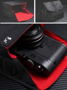 1pc Portable Canvas Camera Bag For Mirrorless/Small Dslr Camera Protection Storage, 18cmx13.5cm - Black - View 2