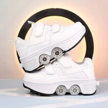 Trẻ em Lace-up Bánh xe Giày dép , Giày trượt patin , Đúng mốt & Mát mẻ Có thể tháo rời , Một cú nhấp chuột Điều khiển Của Bánh xe , Hoặc Điều khiển - trắng - Xem 5