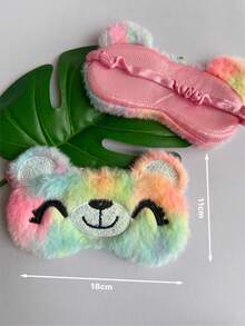 1pc Cute Animal Furry Sleeping Eye Mask In Shape Bear, Cat, Frog, Panda, Chicken Shape For Daily Use - Multicolor - View 2