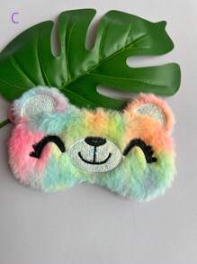 1pc Cute Animal Furry Sleeping Eye Mask In Shape Bear, Cat, Frog, Panda, Chicken Shape For Daily Use - Multicolor - View 1