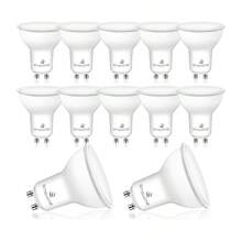 12入組gu10射燈led燈泡,led燈泡,7瓦(相當於50瓦鹵素燈),暖白色3000k,220-240伏,500流明mr16適用於客廳、廚房、浴室和臥室 - 白色 - 查看 1