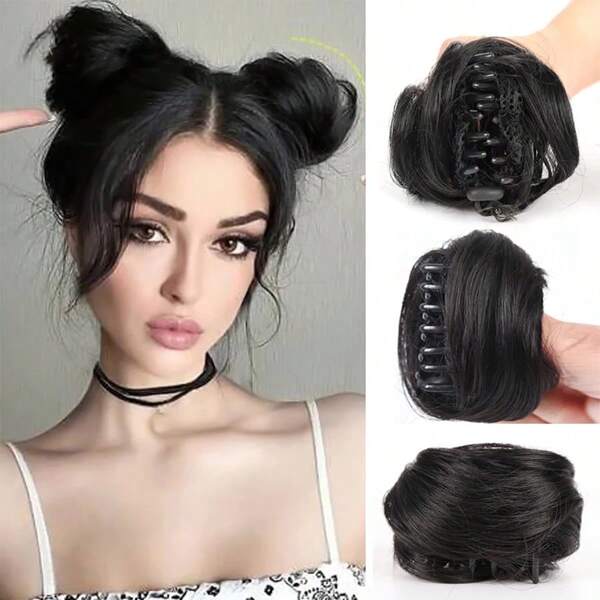 1pc Chignon Donut Hair Stretcher Elastic Hair Stroke, Female Postcards, Lovely Little Girl Scrunchie Hair Ball