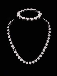 2 件套冰心 Y2K 彩色水钻项链和手链男士嘻哈时尚珠宝礼物嘻哈朋克爱好者珠宝链环手链套装 - Jewelry set - 查看 13