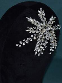 1入手工製作的女性銀色婚禮髮夾,鑲嵌著水晶髮飾,適用於新娘、正式活動和派對 - 銀色 - 查看 6