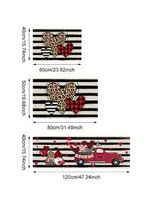 1入組廚房地墊 Love Car Elf Love條紋印花地毯,適用於廚房餐廳防滑和防污地墊,入門口拖鞋墊
