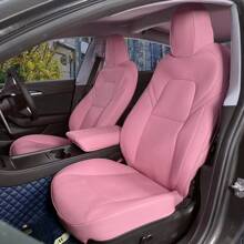 4PCS White Car Seat Covers Fit 2020-2024 Tesla Y 5 Seats Models, Not Fit 7 Seat Model OE Style Front & Rear Row Waterproof Easy Clean Auto Car Driver Passenger Side Seat Cushion Protector Cover Interior Accessories Ideal For Car Refresh, A Refreshing Valentine Gift - 粉紅色納帕皮革 - 查看 4