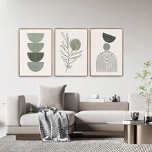 Bộ 3 tranh nghệ thuật treo tường phong cách Bohemian màu xanh lá cây nhạt, tranh sơn dầu trừu tượng hình học trên vải canvas, tranh áp phích phong cách Boho, trang trí tối giản, thích hợp để trang trí phòng ngủ, phòng khách hoặc văn phòng, không khung. - Nhiều màu - Xem 5