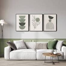 Bộ 3 tranh nghệ thuật treo tường phong cách Bohemian màu xanh lá cây nhạt, tranh sơn dầu trừu tượng hình học trên vải canvas, tranh áp phích phong cách Boho, trang trí tối giản, thích hợp để trang trí phòng ngủ, phòng khách hoặc văn phòng, không khung. - Nhiều màu - Xem 4