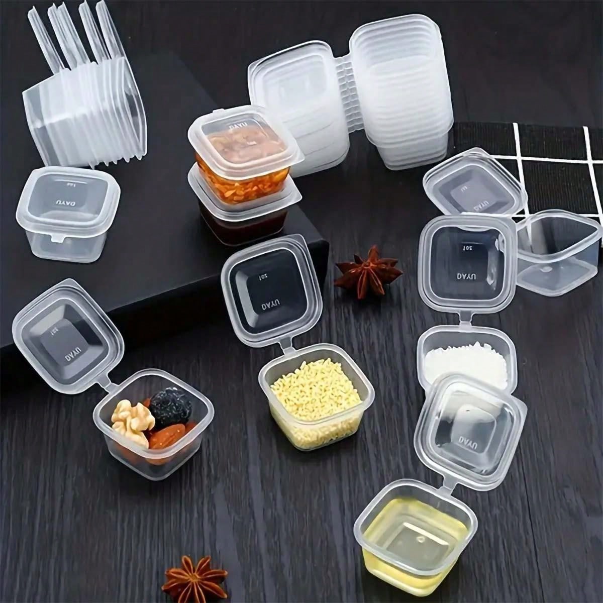 5/10/20/50pcs 1oz White Disposable Plastic Sauce Cups With Lids Ideal