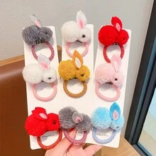 Plush Bunny Hair Tie For Girls With Cute Animal Rubber Band High Elastic Hair Tie - Multicolor - View 6