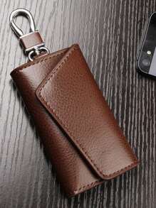 1個男士腰掛鑰匙包商務多功能大容量家用鑰匙扣包汽車鑰匙包通用卡包 - 棕色 - 查看 1