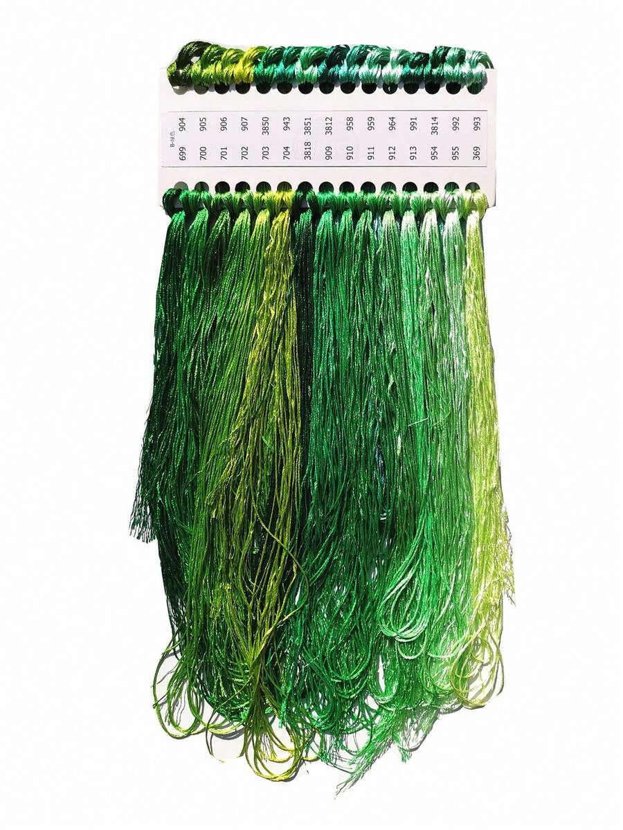 30 Colors/Pad Green Silk Thread For Cross Stitch, Shinny Floss, Same Color As DMC, DIY Needlework Craft - Green - View 1