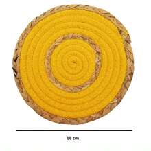 1 件胡蘆巴草繩餐墊杯墊防滑咖啡墊復古麻裝飾墊花瓶墊家居用品裝飾隔熱墊 - 黃色 - 查看 2