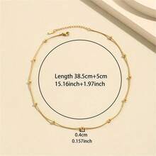 1pc European And American Fashionable Round Beaded Necklace - Gold - View 4