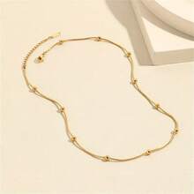 1pc European And American Fashionable Round Beaded Necklace - Gold - View 5